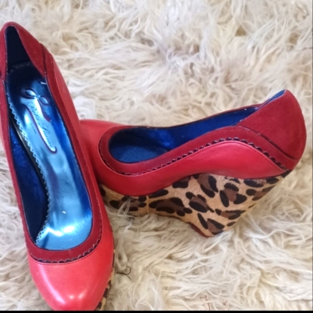Poetic Licence red animal print wedge shoe Eur 9